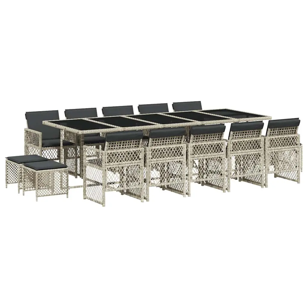 15 Piece Garden Dining Set Grey Rattan Furniture