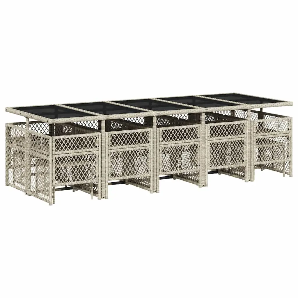 15 Piece Garden Dining Set Grey Rattan Furniture