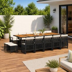 Premium 15-Piece Outdoor Dining Set with Cushions