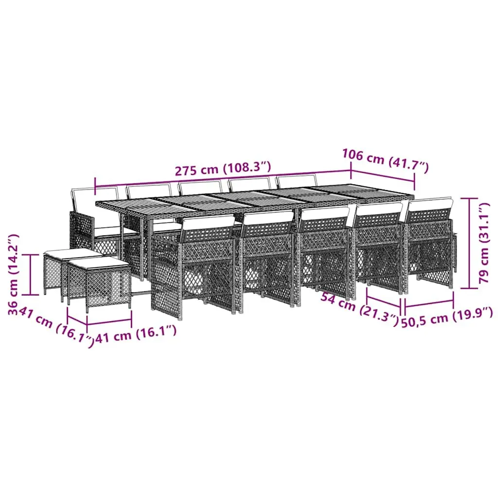 15-Piece Outdoor Dining Set with Cushions
