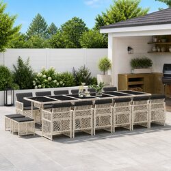 Stylish Grey Poly Rattan Garden Dining Set 17 Pieces