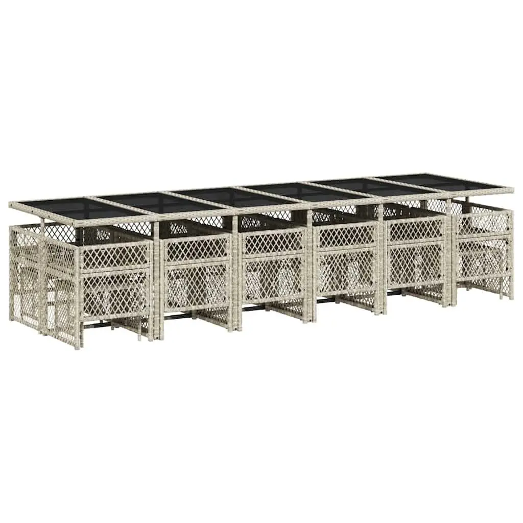 Grey Poly Rattan Garden Dining Set 17 Pieces
