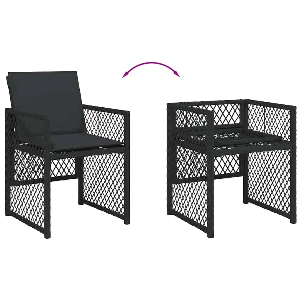 Outdoor Dining Set PE Rattan 9 Piece Garden Furniture Black