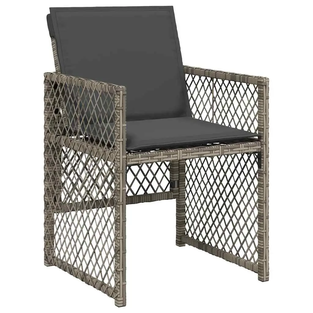 Outdoor Furniture Set 9 Piece Grey Poly Rattan Dining Table Chairs with Cushions