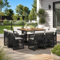 High-Quality 9 Piece Garden Dining Set with Cushions