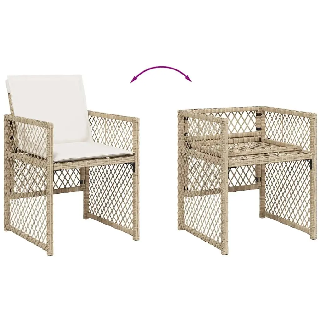 Beige 9-Piece Poly Rattan Garden Dining Set with Table