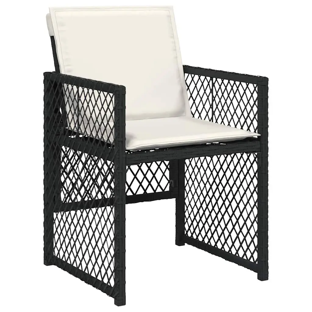 11 Piece Outdoor Garden Dining Set PE Poly Rattan Black Cushions Table