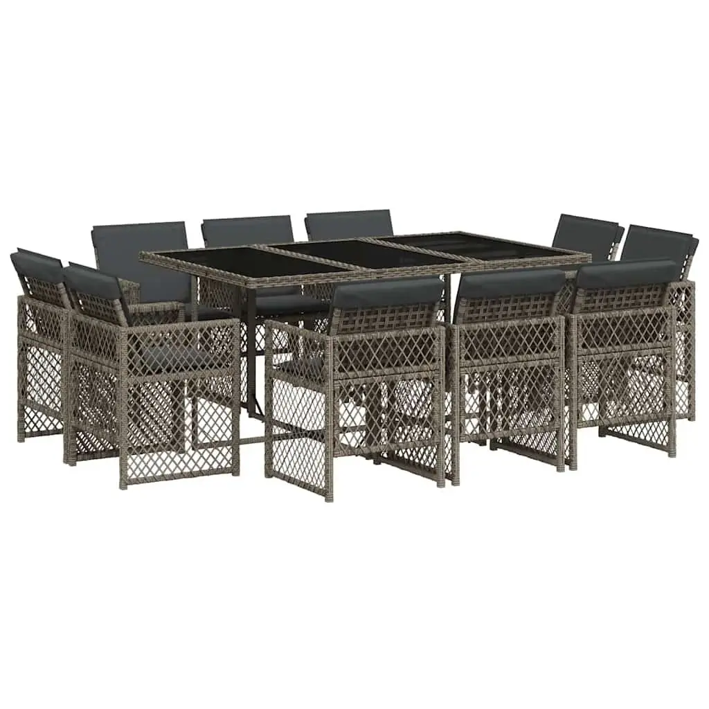 Garden Dining Set PE Rattan 11 Piece Outdoor Furniture Grey