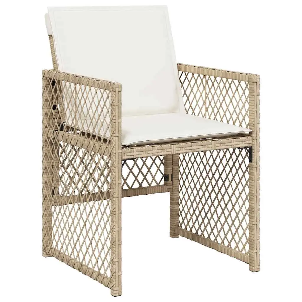 Garden Dining Set 11 Piece Beige Poly Rattan