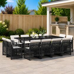 Premium 13-Piece Black Garden Dining Set for Outdoor Use