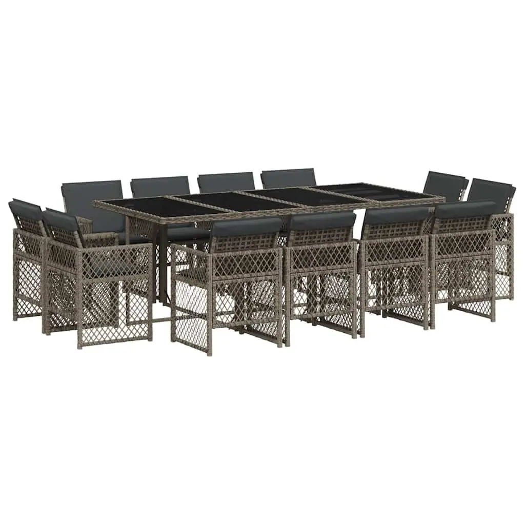 13 Piece Grey Garden Dining Set with Cushions