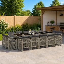 15-Piece Grey Outdoor Dining Set for Garden Spaces