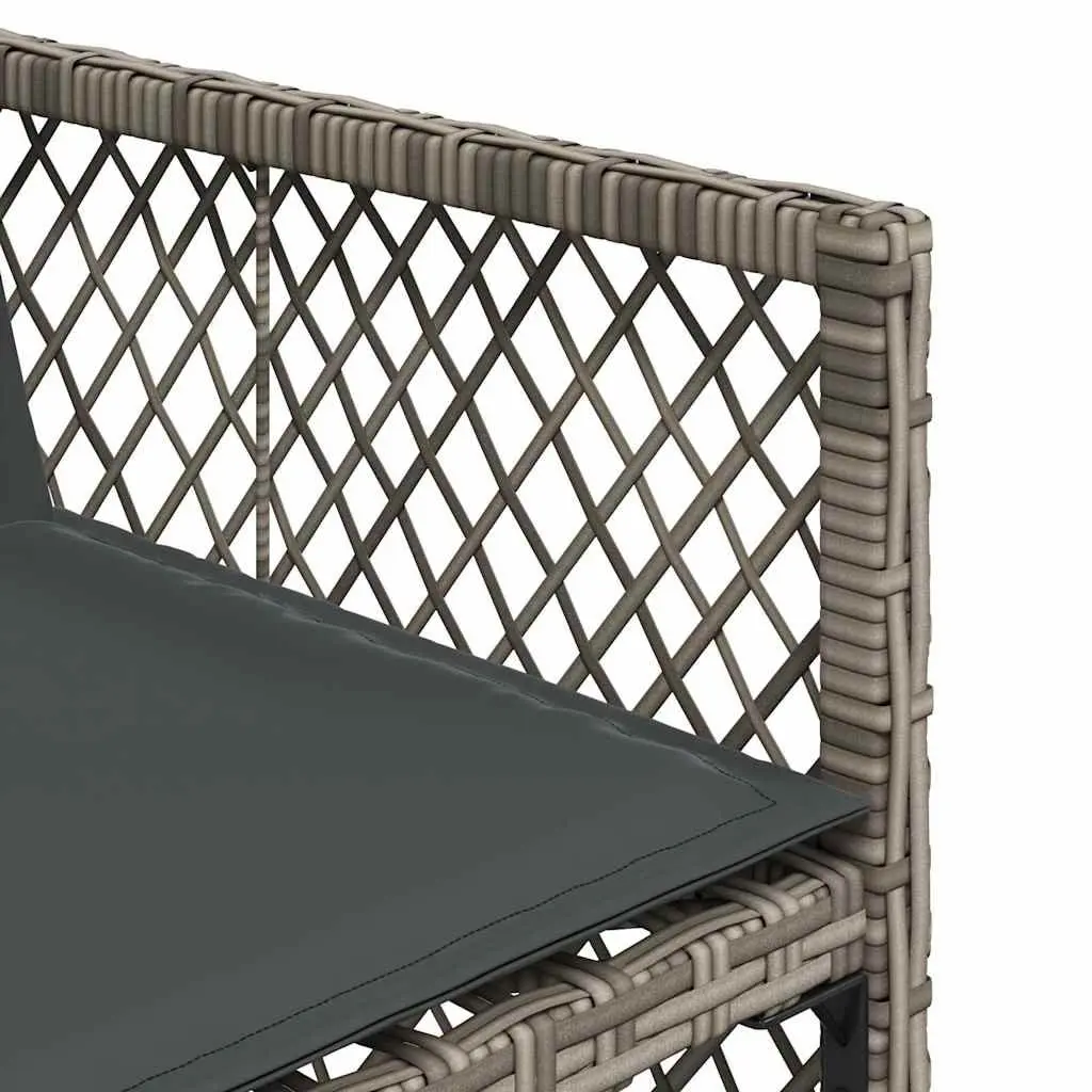 Garden Dining Set PE Rattan 15 Piece Grey Outdoor Furniture Patio Table Chairs Cushions