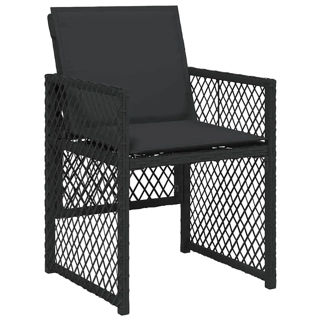 17-Piece Black Garden Dining Set with Cushions