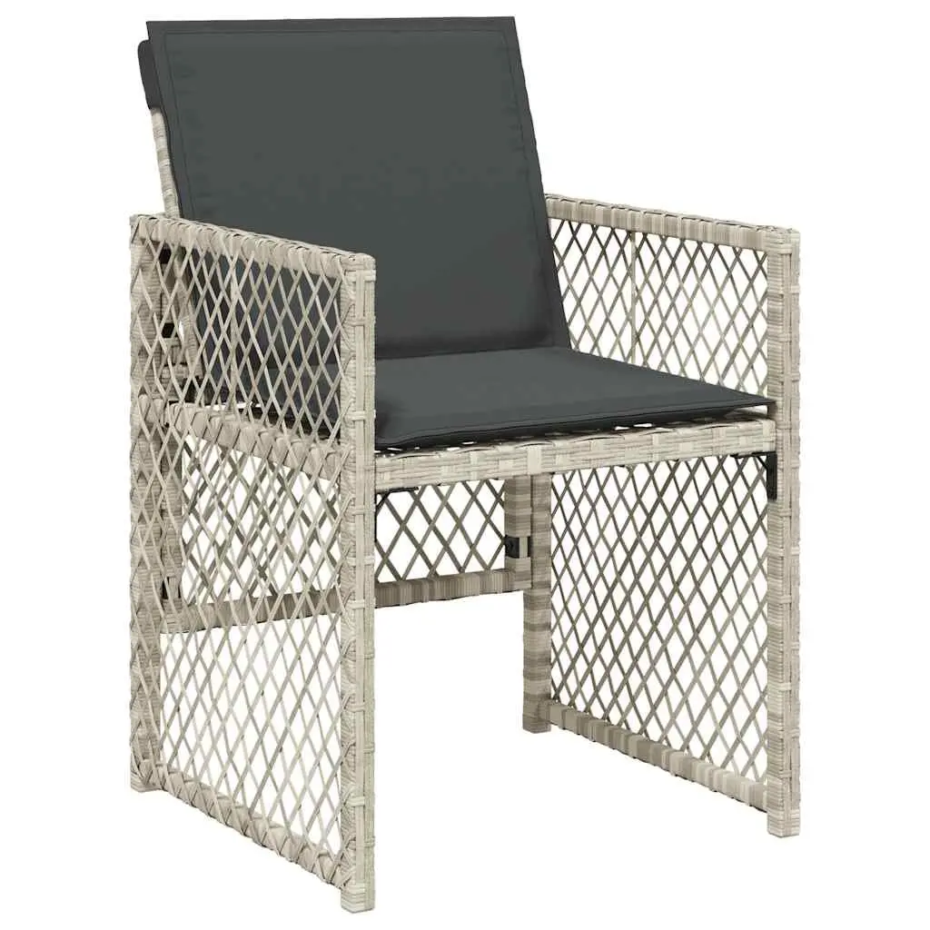 17 Piece Grey Garden Dining Set with Rattan Chairs