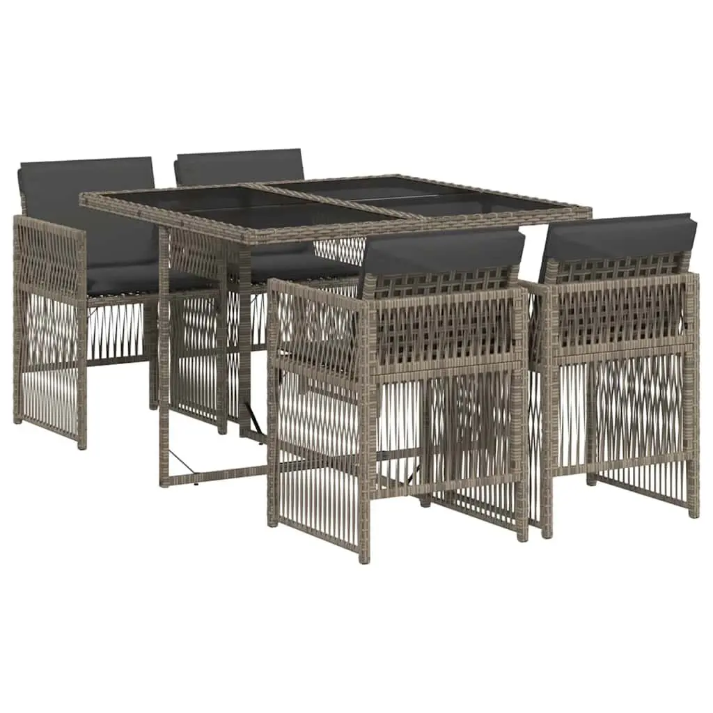5 Piece Grey Poly Rattan Outdoor Dining Set