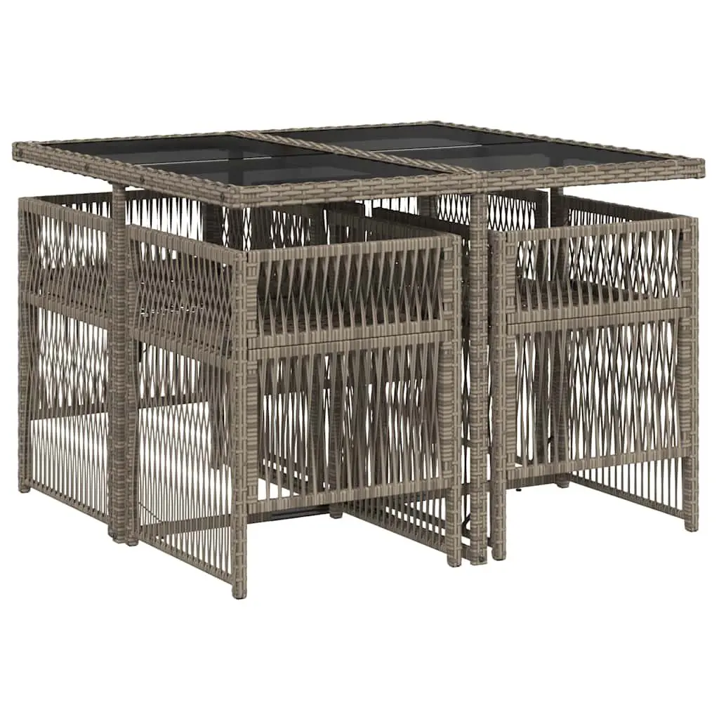 5 Piece Grey Poly Rattan Outdoor Dining Set