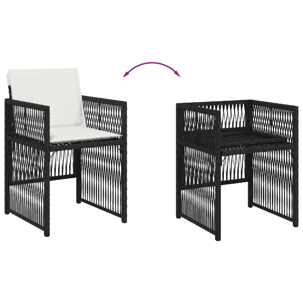 5 Piece Garden Dining Set with Black Poly Rattan