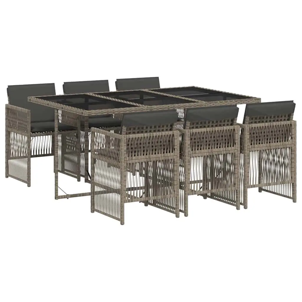 7 Piece Grey Poly Rattan Outdoor Dining Set