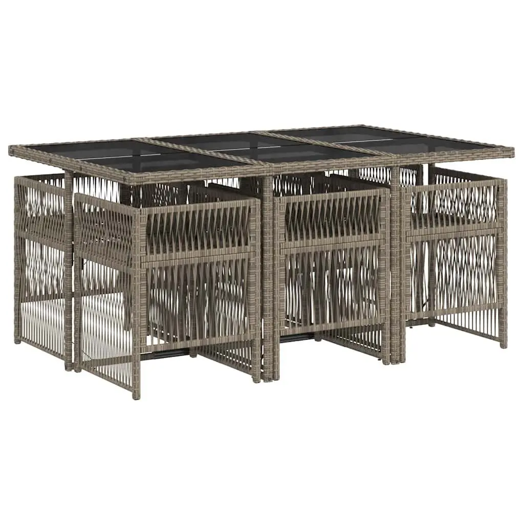 7 Piece Grey Poly Rattan Outdoor Dining Set