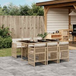 7-Piece Beige Outdoor Garden Dining Set with Cushions