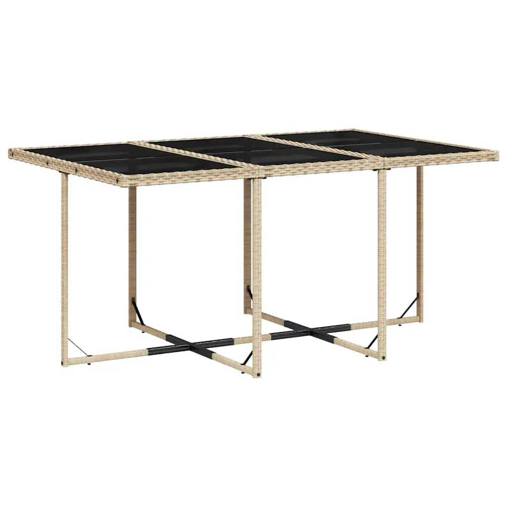 7 Piece Outdoor Garden Dining Set PE Rattan Beige with Cushions