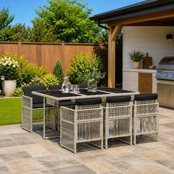 7-Piece Garden Dining Set with Durable Grey Rattan
