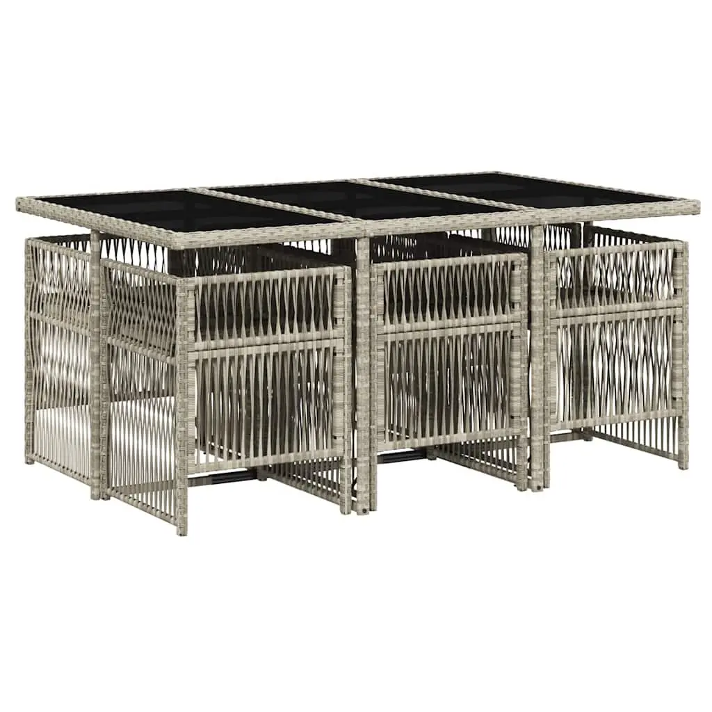 7-Piece Garden Dining Set with Durable Grey Rattan