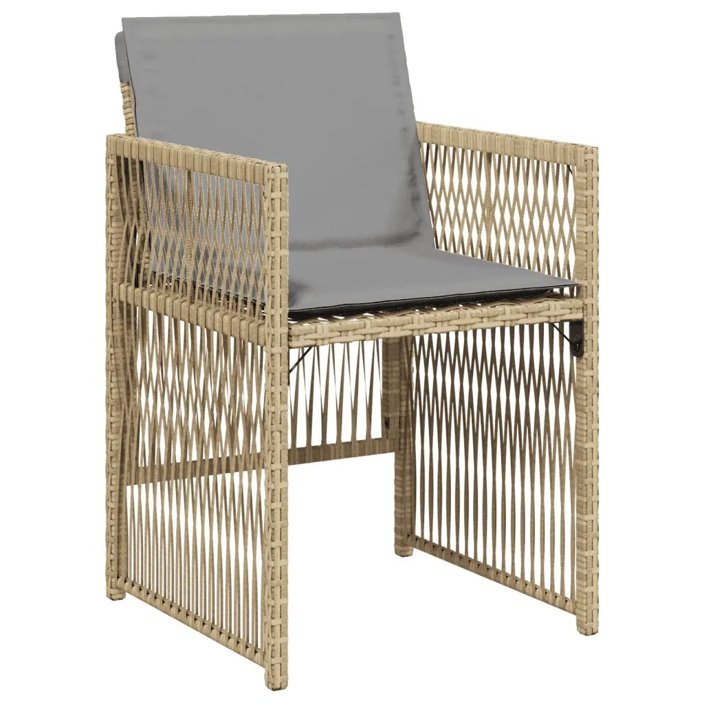 7 Piece Outdoor Dining Set PE Rattan Beige Patio Furniture Table Chairs