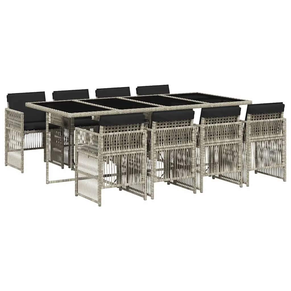 9 Piece Grey Poly Rattan Garden Dining Set