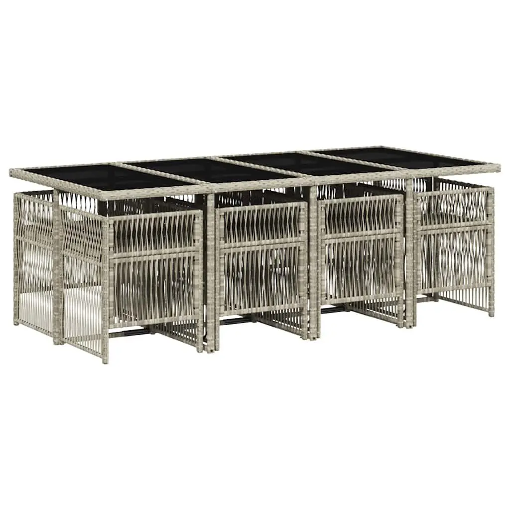 9 Piece Grey Poly Rattan Garden Dining Set