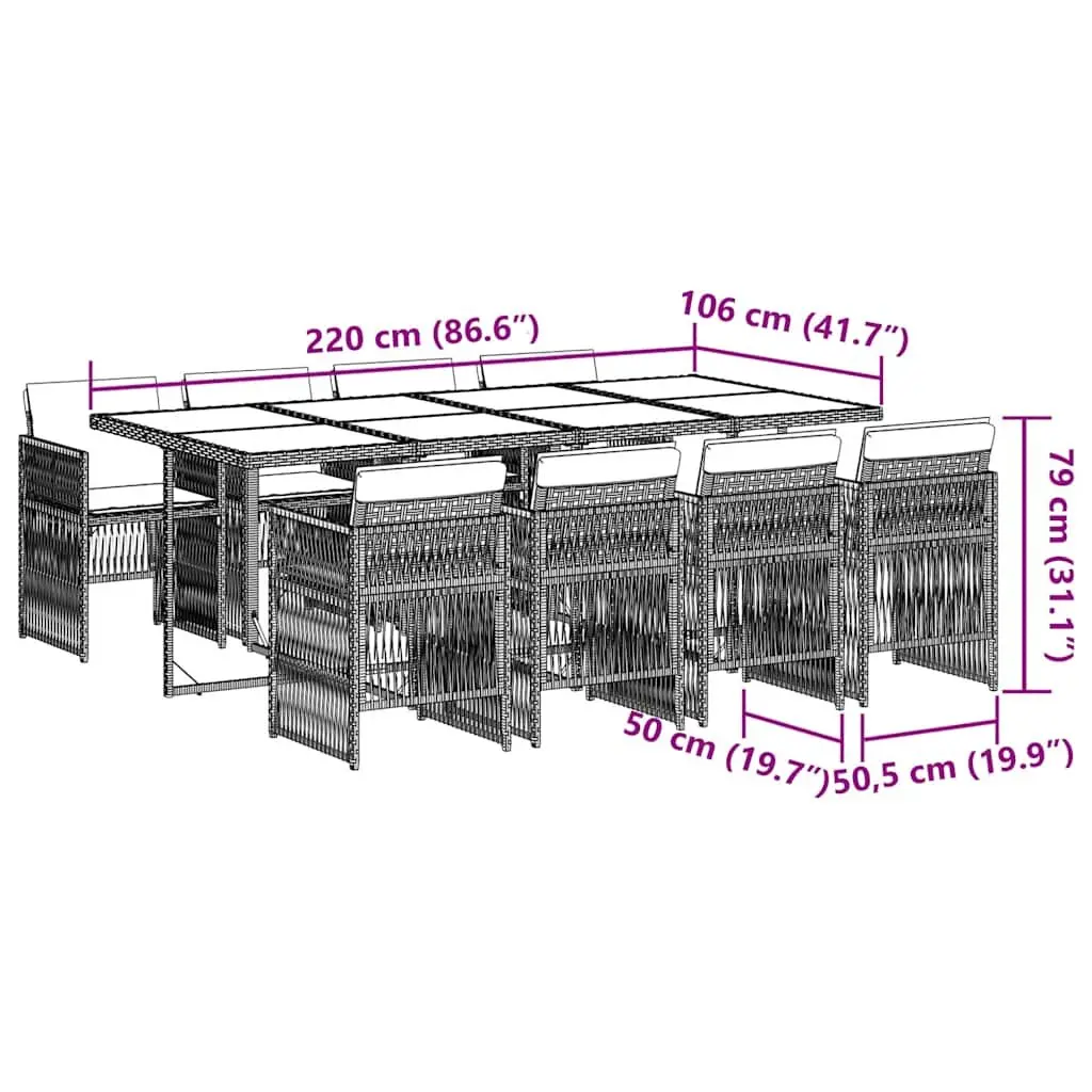 9 Piece Grey Poly Rattan Garden Dining Set