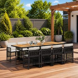 Premium 9-Piece Outdoor Dining Set with Black Poly Rattan