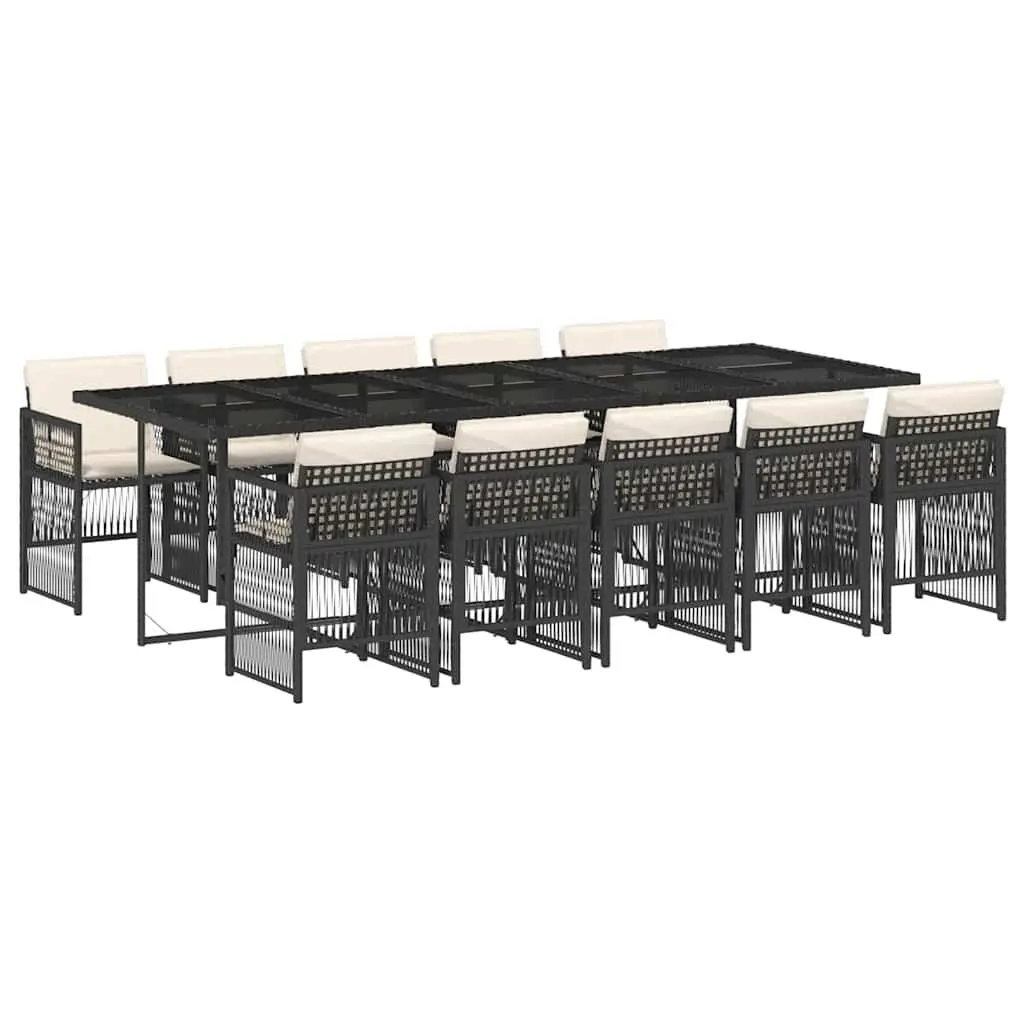 Garden Dining Set PE Rattan 11 Piece Outdoor Furniture Black