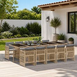 Premium 11 Piece Outdoor Dining Set in Grey Poly Rattan