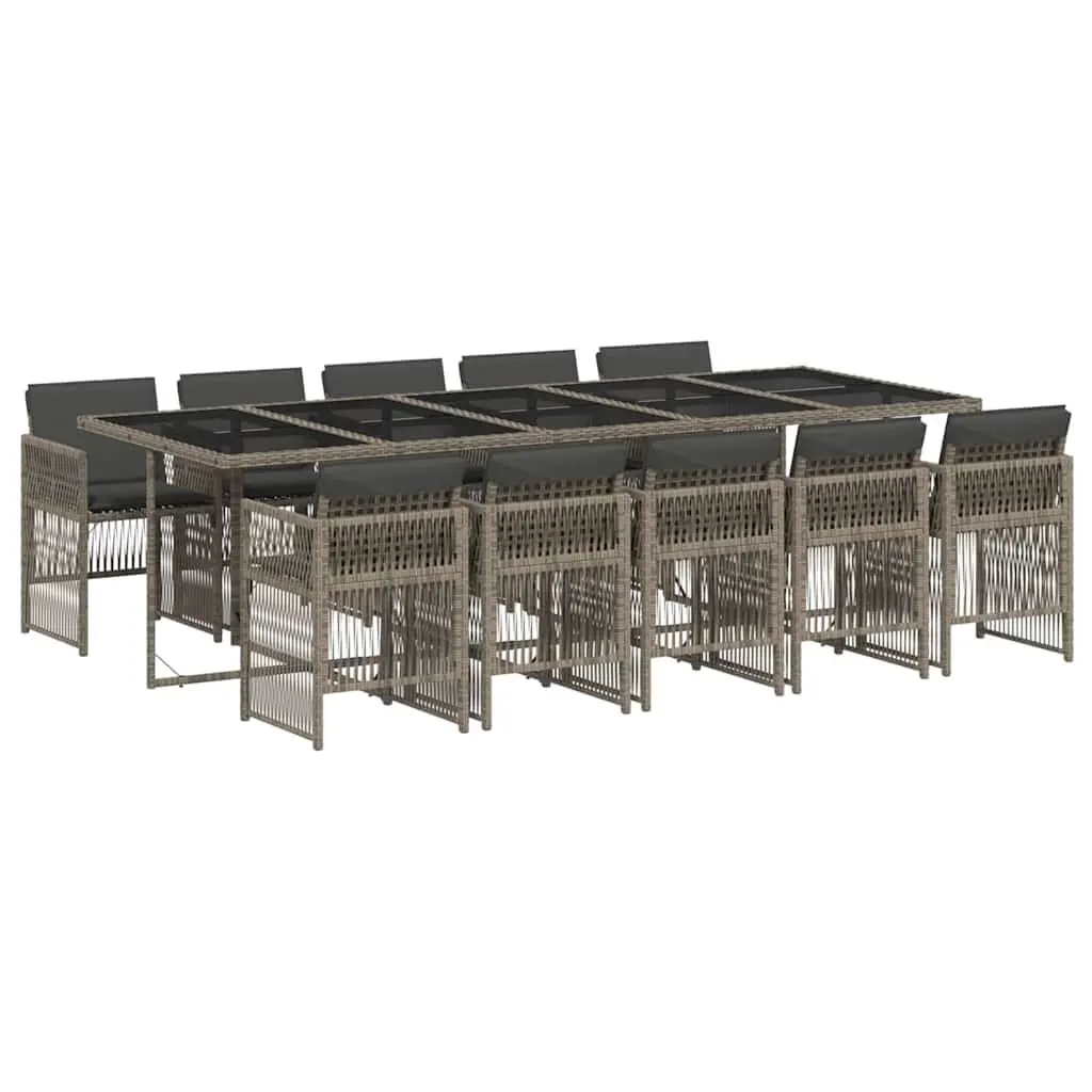 11 Piece Outdoor Dining Set in Grey Poly Rattan