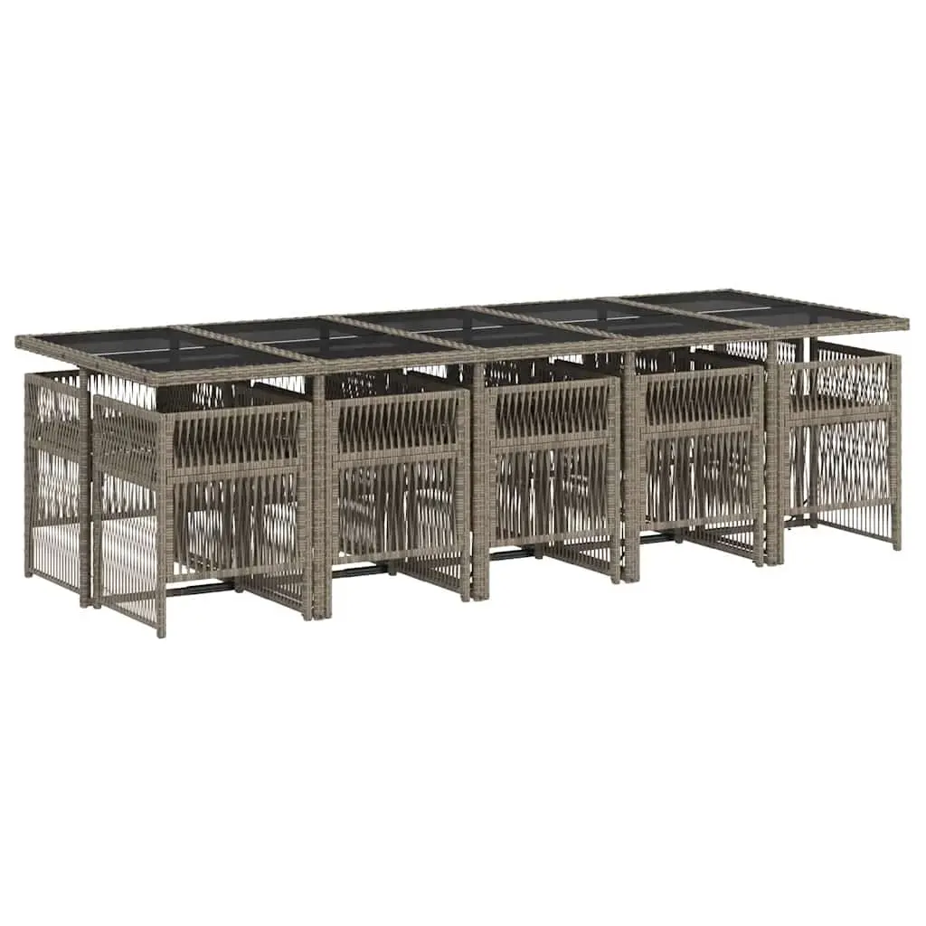 11 Piece Outdoor Dining Set in Grey Poly Rattan