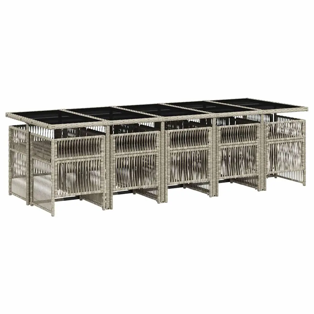 11 Piece Grey Poly Rattan Garden Dining Set