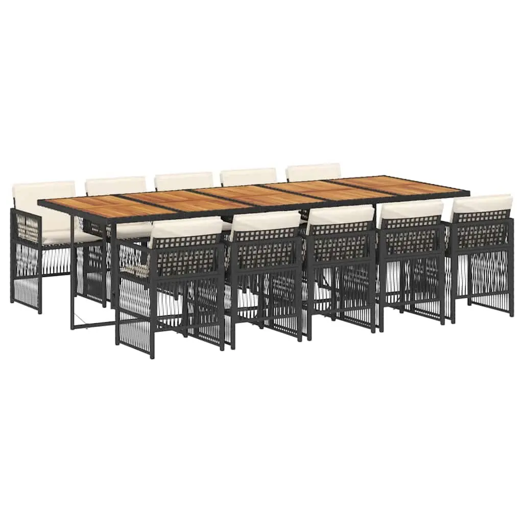 11 Piece Black Poly Rattan Dining Set