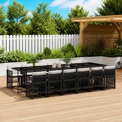 Premium 13 Piece Black Poly Rattan Outdoor Dining Set
