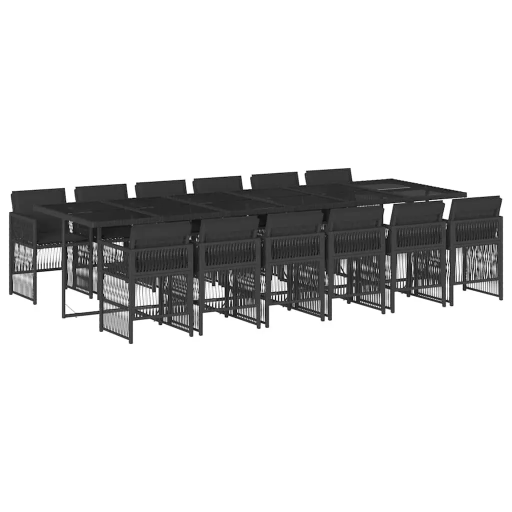 Garden Dining Set 13 Piece PE Rattan Black Outdoor Furniture Chairs Table