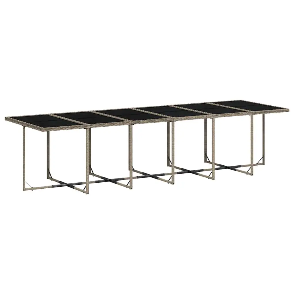 13 Piece Grey Garden Dining Set with Glass Table