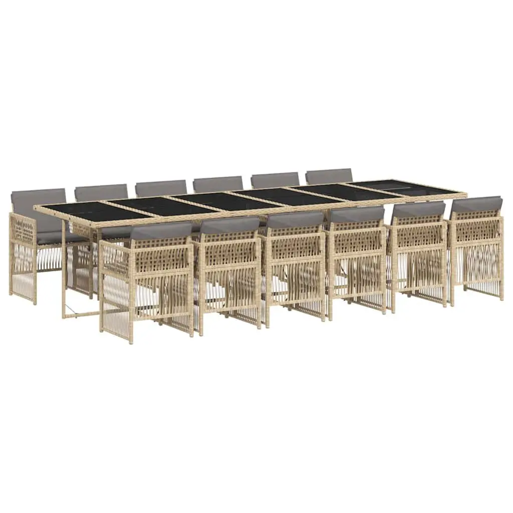 13 Piece Beige Outdoor Dining Set with Cushions
