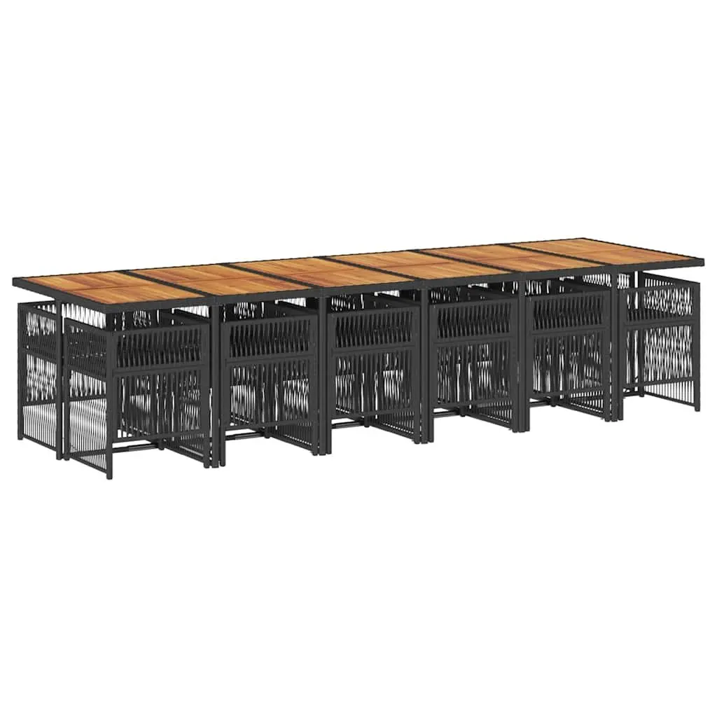 Black Poly Rattan Garden Dining Set with 13 Pieces