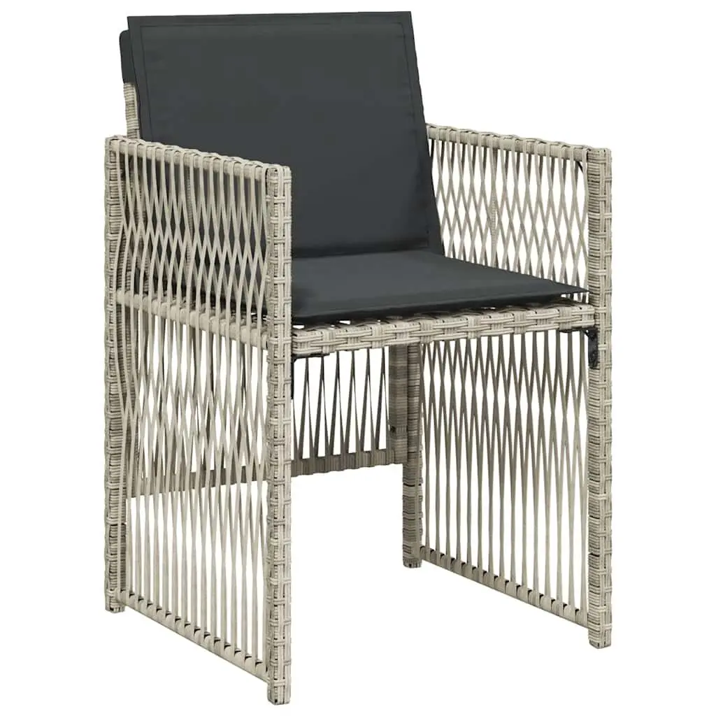 9-Piece Grey Poly Rattan Outdoor Dining Set with Cushions