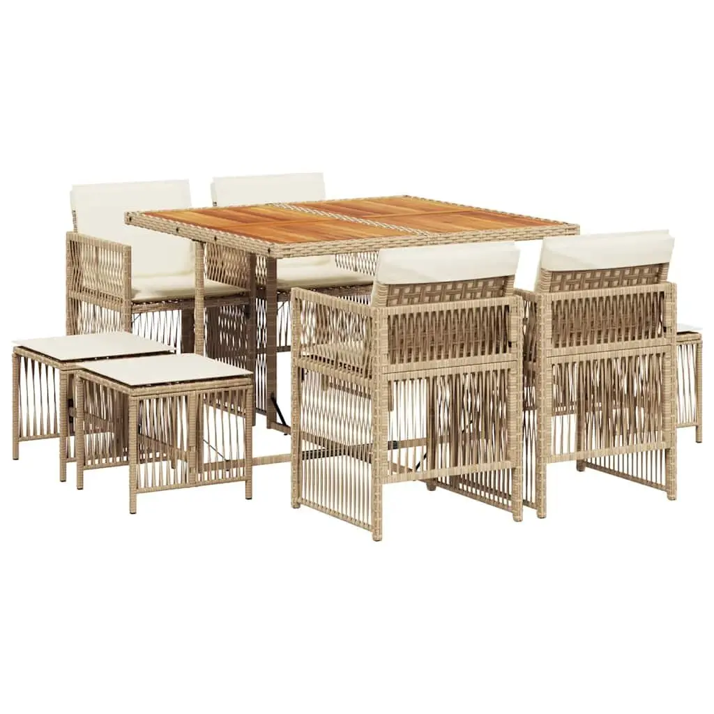 9 Piece Outdoor Patio Dining Set with Cushions