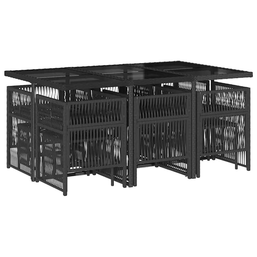 11-Piece Outdoor Dining Set with Black Poly Rattan