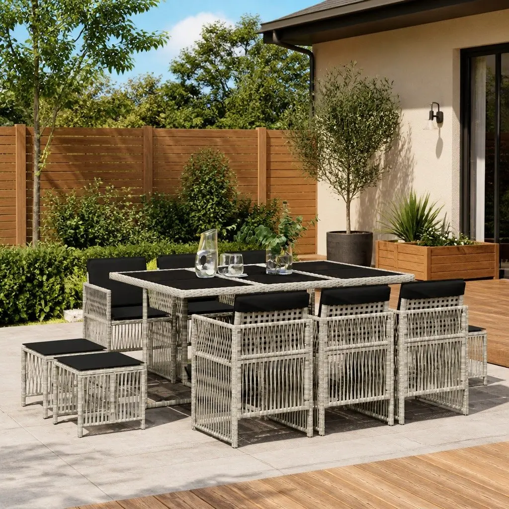 11-Piece Outdoor Garden Dining Set in Grey
