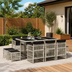Premium 11-Piece Outdoor Garden Dining Set in Grey
