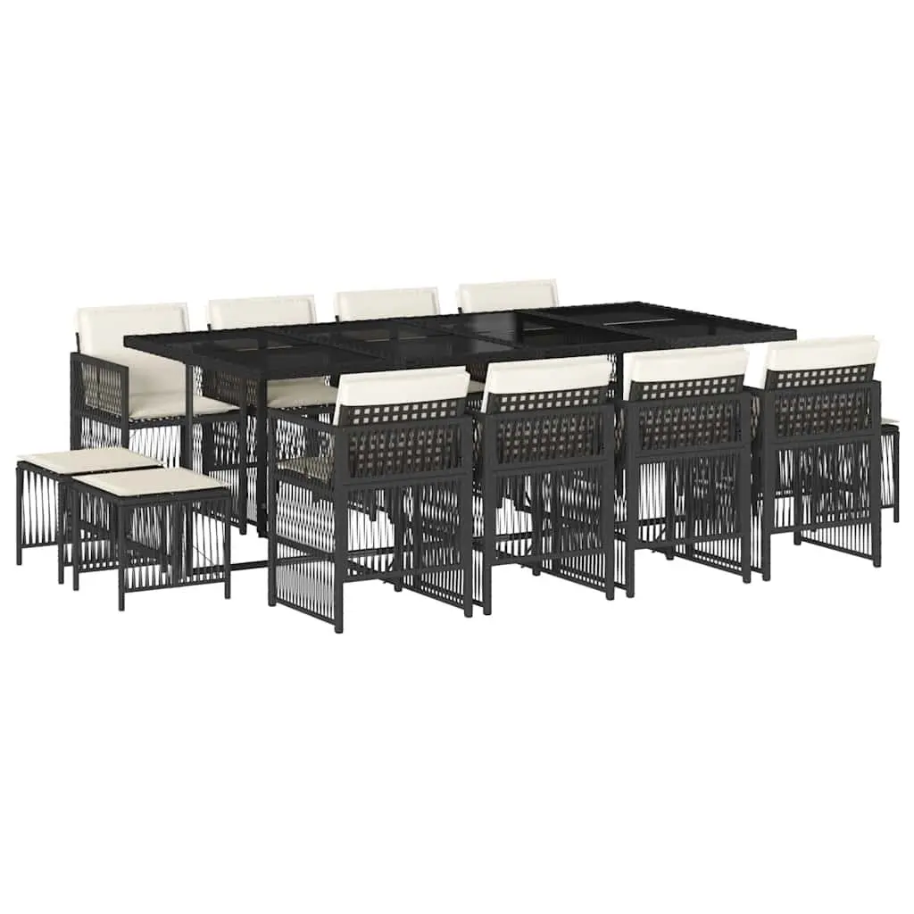 Outdoor Dining Set 13 Piece with Black Poly Rattan